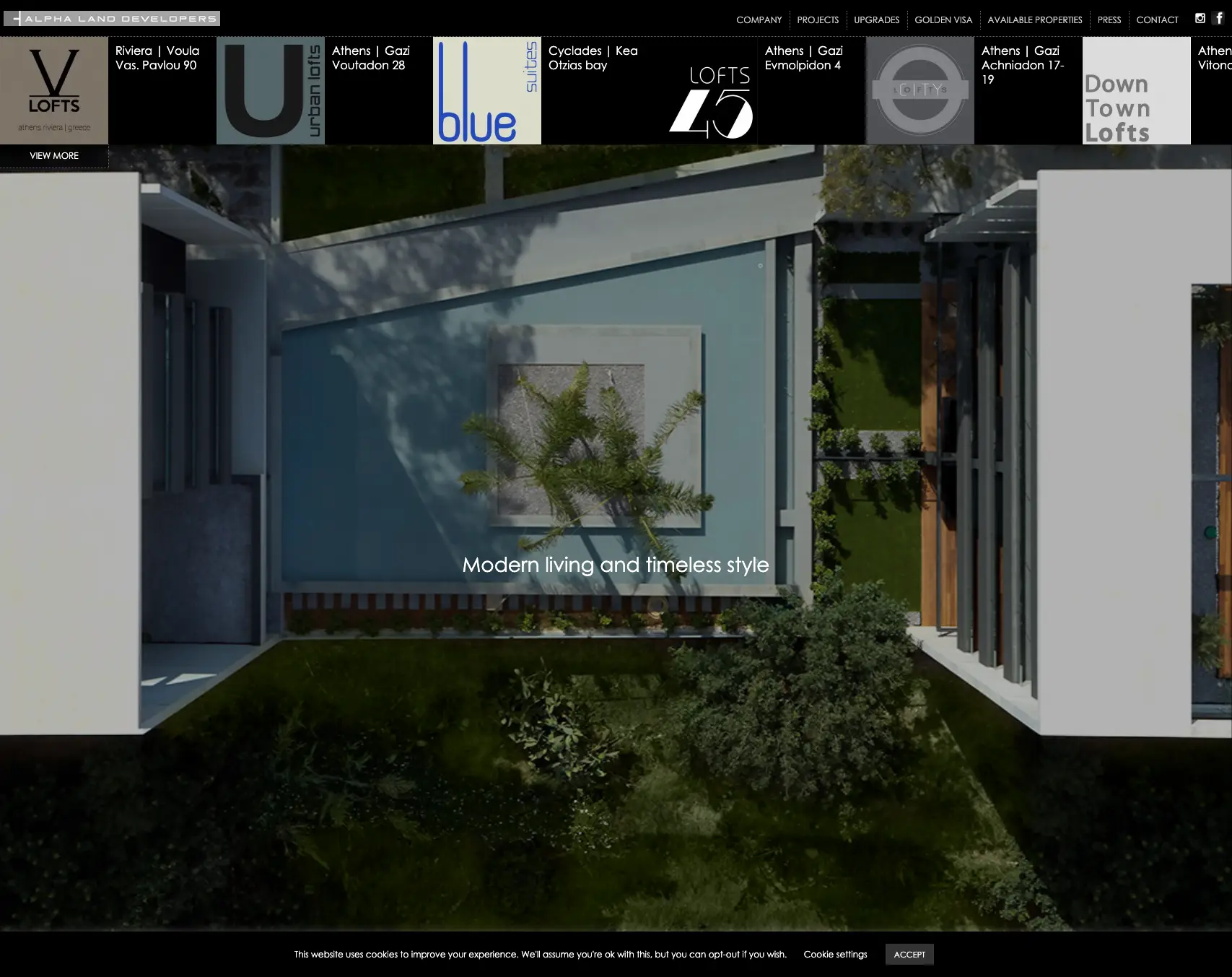 Alpha Land real estate platform — property listings with search and filters